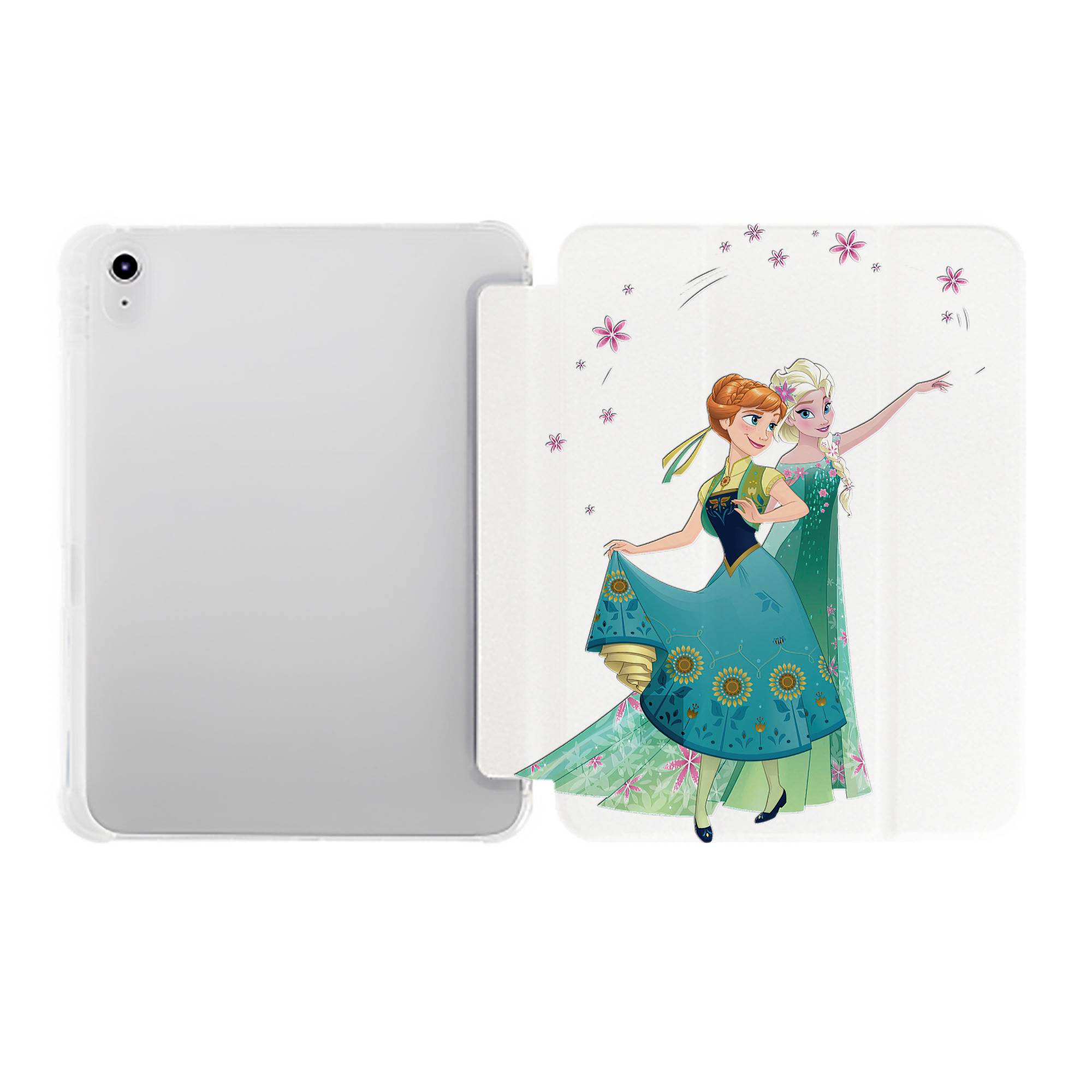 （画像用） アナと雪の女王 アンナ エルサ Frozen Anna Elsa IPad ケース ペン収納付き 三つ折りスタンド PUレザー×シリコン 対応機種9.5/10.5/10.9インチ